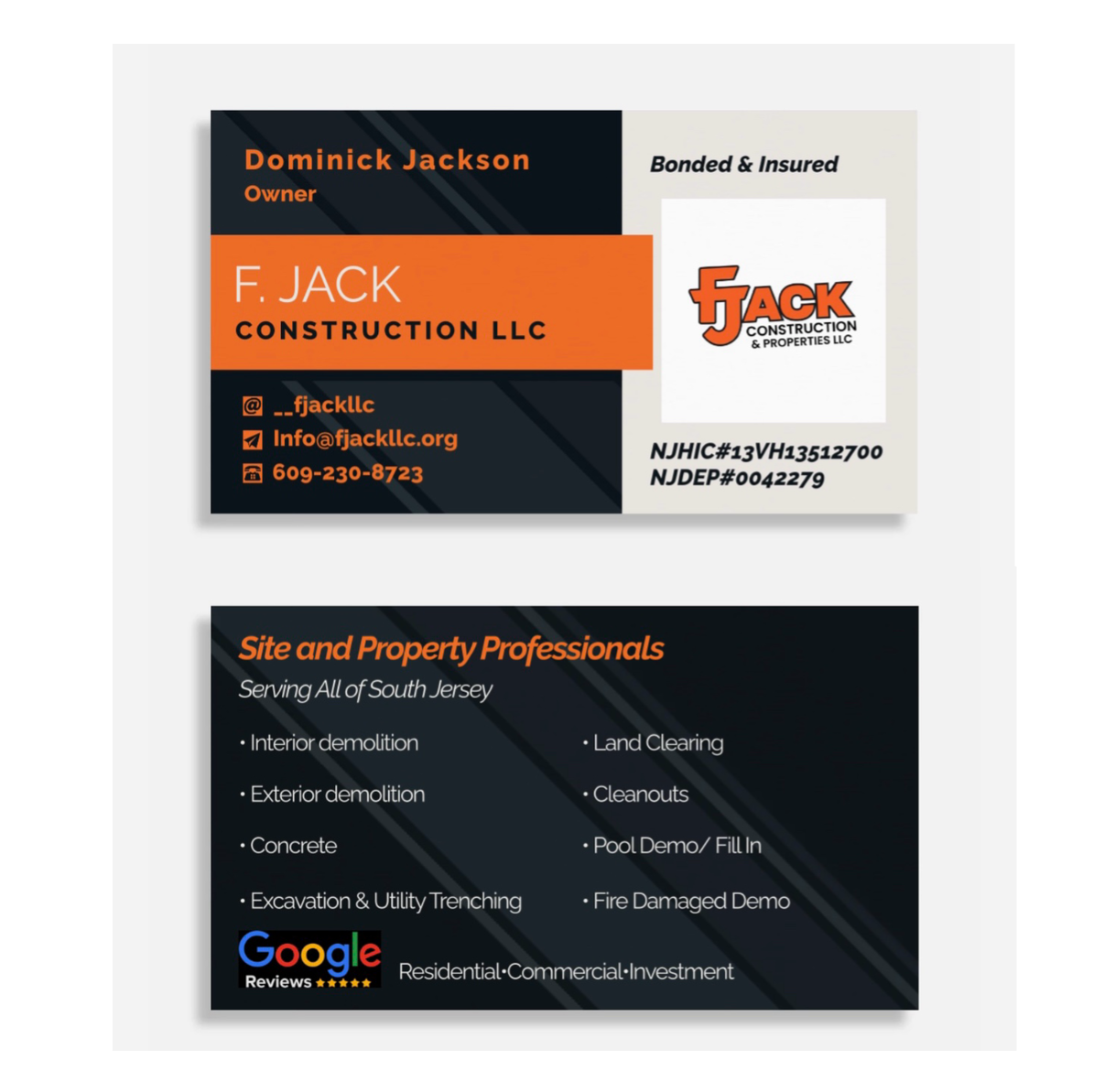 F. Jack Construction contact and services